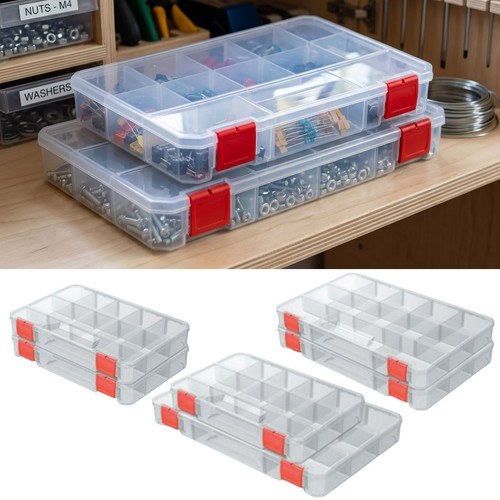 Clear compartment organiser boxes (set of 2)