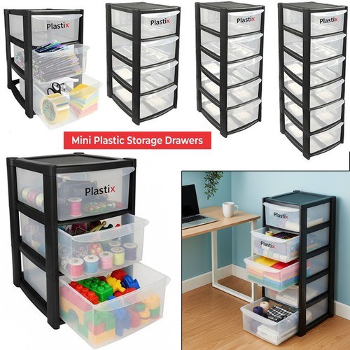 Mini plastic storage drawers tower