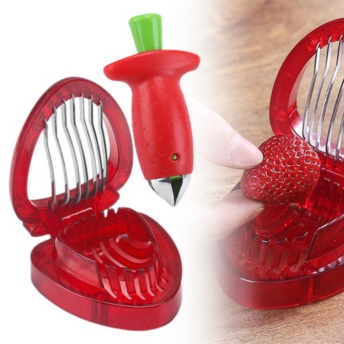 Strawberry slicer and huller set